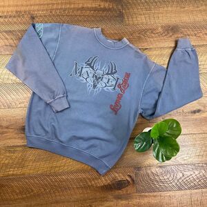 RIVER'S END m vintage oversized pullover sweatshirt crewneck blue whitetail deer